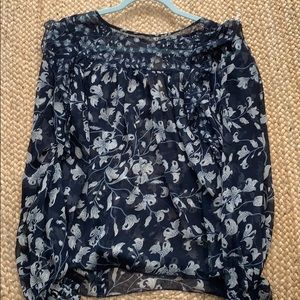 Lucky Brand navy floral blouse